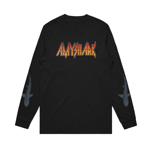 Black long sleeve top with Amy Shark logo