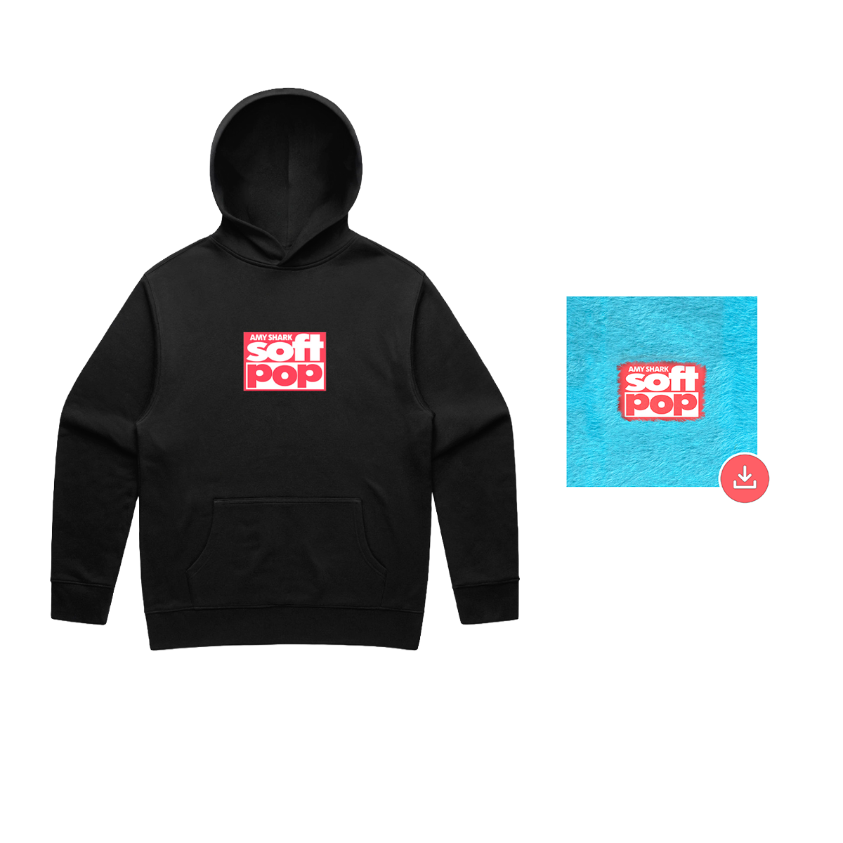 soft pop Black Hoodie + soft pop Digital Download