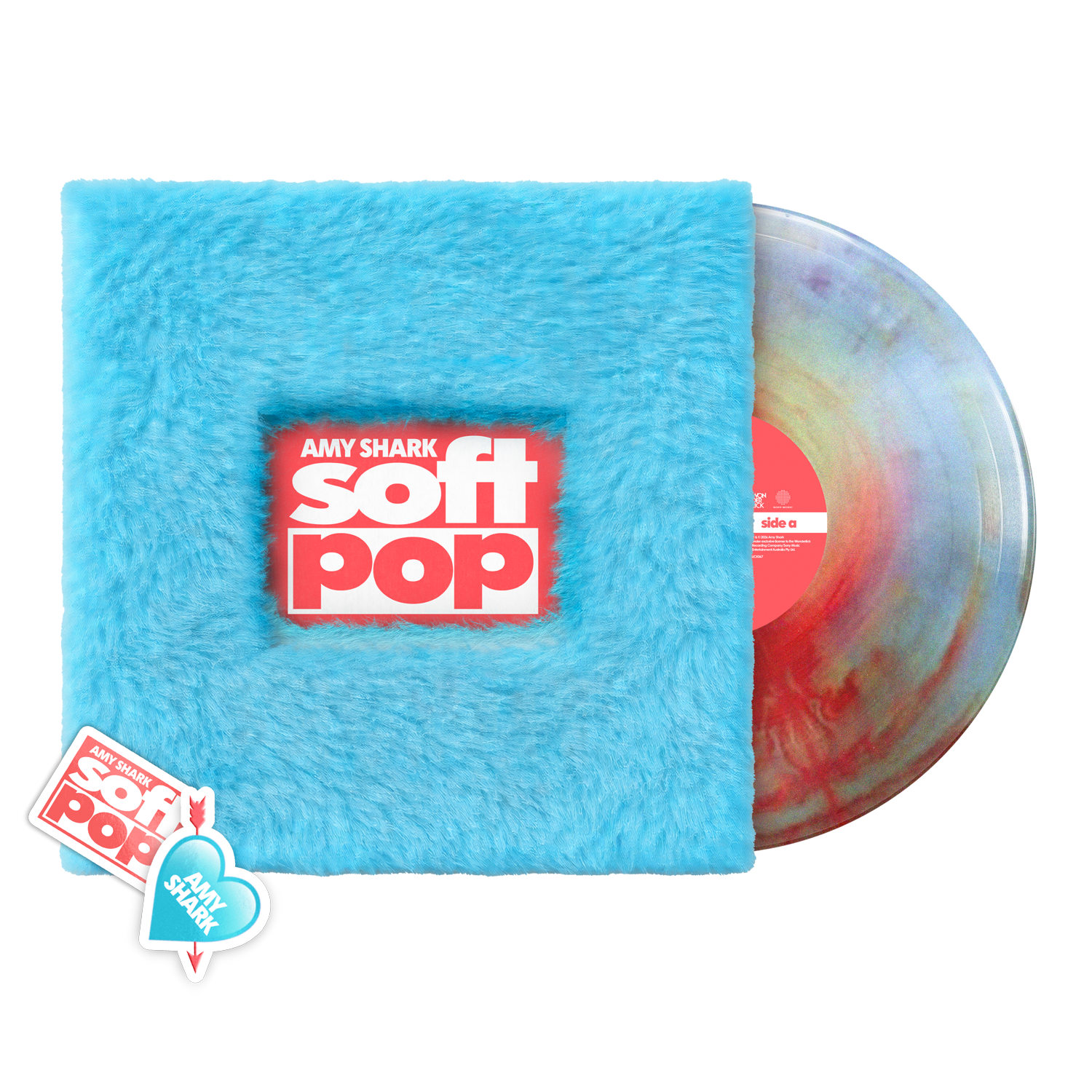 soft pop D2C Exclusive Multicoloured Plush Covered Vinyl + Sticker Pack